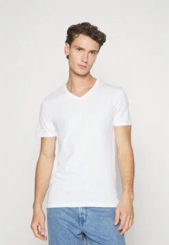 Pier One V Neck Bird Tonal 3 Pack - T-Shirt Basic - Light Brown/White/Dark Blue -Pier One Winkel 1f5463f9c0604b97998b18e77595bc5f