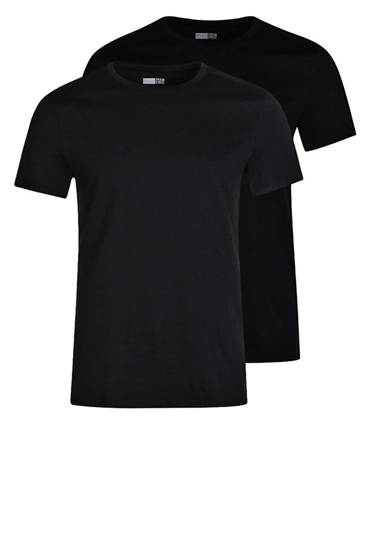 Pier One 2 Pack - T-Shirt Basic - Black 1 Pier One 2 Pack - T-Shirt Basic - Black
