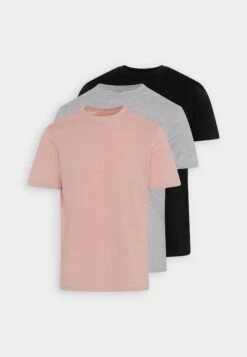 Pier One 3 Pack - T-Shirt Basic - Mottled Light Grey/Pink/Black -Pier One Winkel 99867f7702c549b5b66de9a87bff9eae